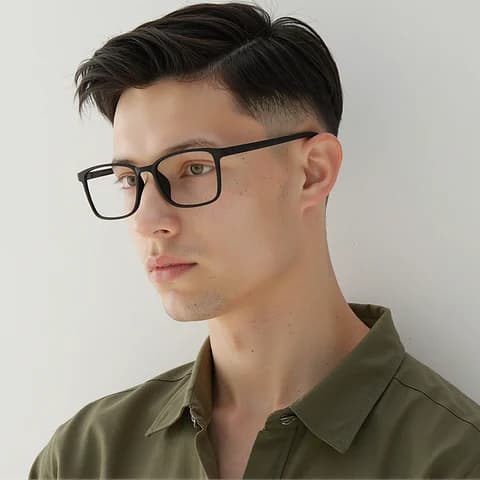 Classic Black Rectangular Glasses view 3