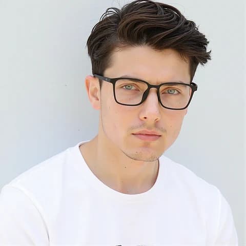 Classic Black Rectangular Glasses view 2